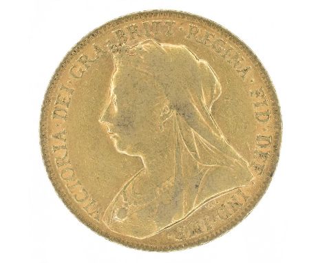 Queen Victoria, Sovereign, 1899. Queen Victoria, Sovereign, 1899, Old veiled bust l. R. St George and dragon, London Mint, ed