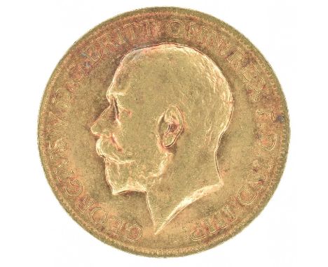 King George V, Sovereign, 1914. King George V, Sovereign, 1914, Bare head l. R. St. George and dragon, London Mint, edge mill