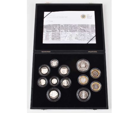 The Royal Mint 2009 UK Silver Proof Coin Set. The Royal Mint 2009 UK Silver Proof Coin Set, 12 coins from £5 to 1p, including