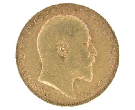 King Edward VII, Sovereign, 1906. King Edward VII, Sovereign, 1906, Bare head r. R. St. George and dragon, London Mint, edge 