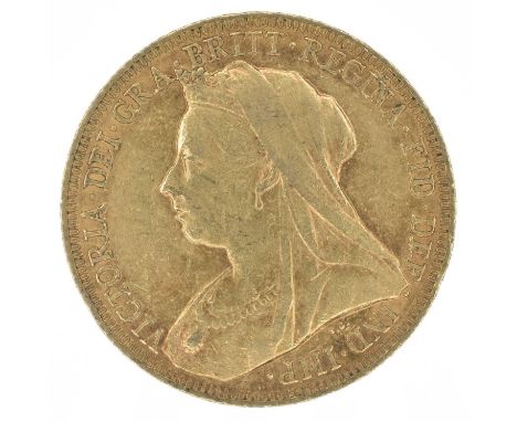 Queen Victoria, Sovereign, 1895, Melbourne Mint. Queen Victoria, Sovereign, 1895, Old veiled bust l. R. St George and dragon,