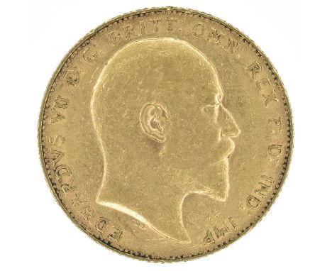 King Edward VII, Sovereign, 1910. King Edward VII, Sovereign, 1910, Bare head r. R. St. George and dragon, London Mint, edge 