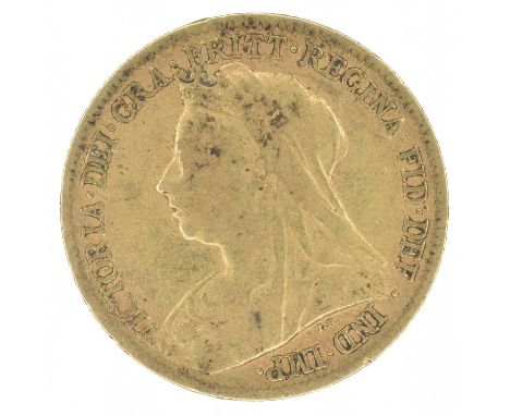 Queen Victoria, Half-Sovereign, 1900. Queen Victoria, Half-Sovereign, 1900, Old veiled bust l. R. St George and dragon, Londo