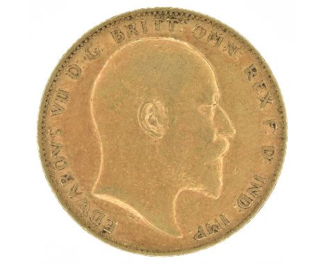 King Edward VII, Sovereign, 1904. King Edward VII, Sovereign, 1904, Bare head r. R. St. George and dragon, London Mint, edge 