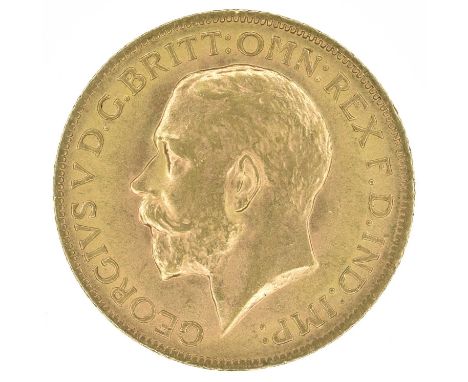 King George V, Sovereign, 1915. King George V, Sovereign, 1915, Bare head l. R. St. George and dragon, London Mint, edge mill