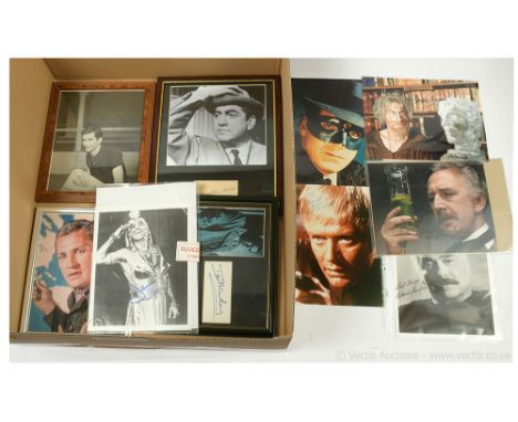 Male Actor signed photos x ten, includes Anthony Perkins, Van Williams, Ed Bishop, Geoffrey Bayldon, Jamie Farr, Tony Hancock