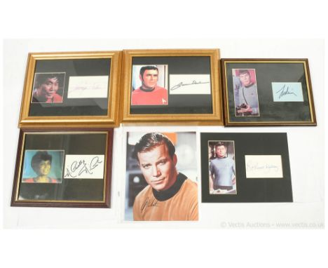 Star Trek signed photos and autograph displays x six includes William Shatner signed photo 10"x8", Leonard Nimoy, DeForest Ke