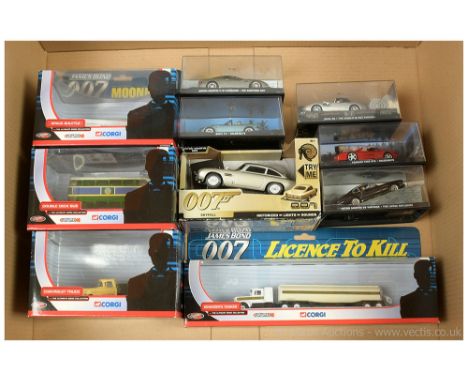 Corgi James Bond 007 Die-cast cars x four including TY07201 Kenworth Tanker, TY06102 Double Decker Bus, TY06701 Chevrolet Tru