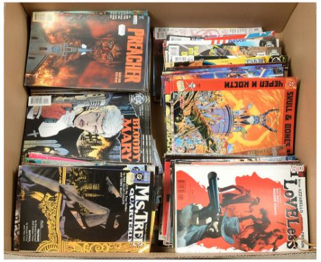 Quantity of DC, DC Vertigo and DC Helix Comics and Graphic Novels including, Preacher 1-24, 27, 35-66, Ms. Tree Quarterly 1-1
