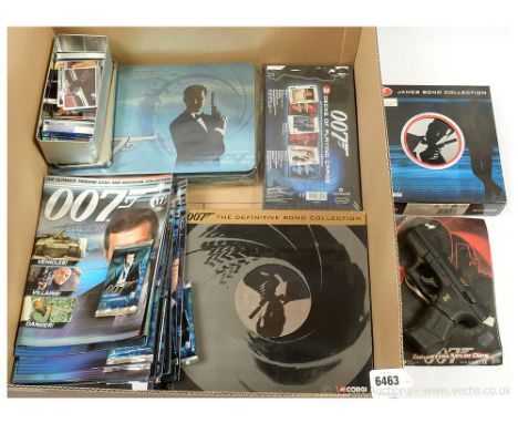 Quantity of James Bond 007 collectables including Corgi Die-cast vehicle sets, Trading Cards some with Magazines, Playing car