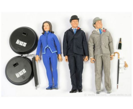 Product Enterprise The Avengers 12" figures x three including Emma Peel and John Steed x two, generally Excellent to Near Min