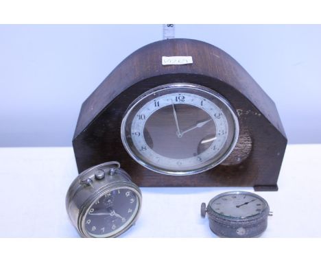 Three vintage timepieces including a Jaeger Paris 8 day car clock 