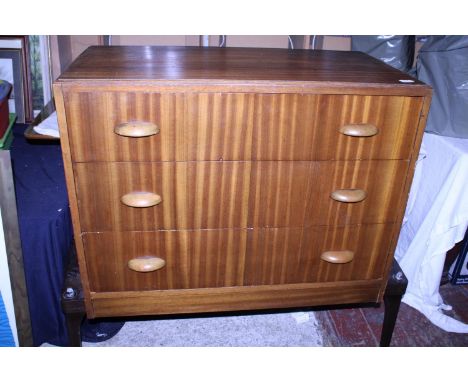 A vintage EG Gomme three draw chest of drawers. No postage 