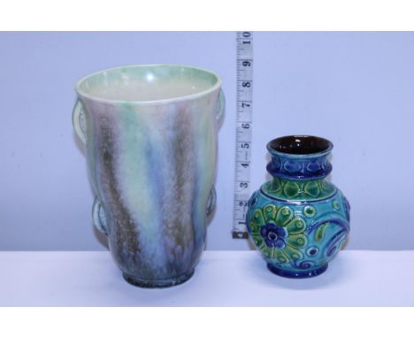 A small West German pottery vase and a Charlotte Rhead? vase 