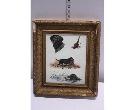 A watercolour hunting scene in gilt frame 