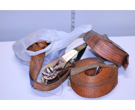 Four assorted large ratchet straps 