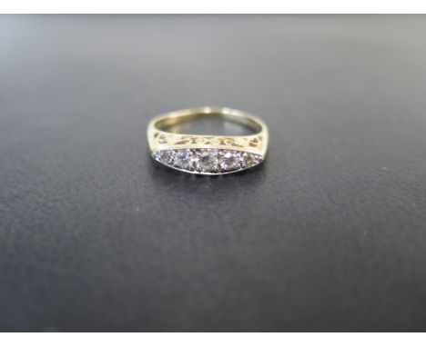 A 9ct gold brilliant-cut diamond five-stone ring - Hallmarked London - Ring size N 1/2 - Weight approx 1.7gmsCondition Report