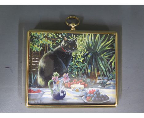 Celia Pike miniature portrait of a cat, cat painter and member of Royal Society of Miniature Pintings - 7.5cm x 6.5cm