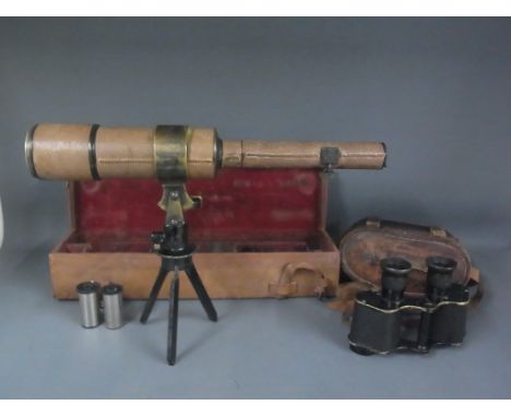 A combination telescope/microscope in fitted leather carry case, the Davon patent by makers F Davidson & Co with two addition
