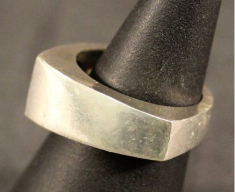A GEORG JENSEN 925S 'VICTORY' RING of tapering form, marked 925s Denmark, number 223 by Ragner R Jorgensen, ring size P. 12gr