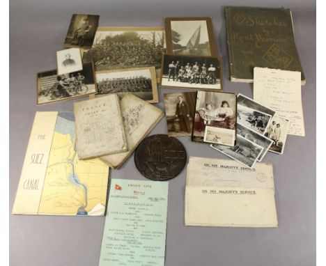 A FIRST WORLD WAR DEATH PLAQUE AND EPHEMERA, plaque named to "Frederick James Lee" with case and accompanied by letters and p