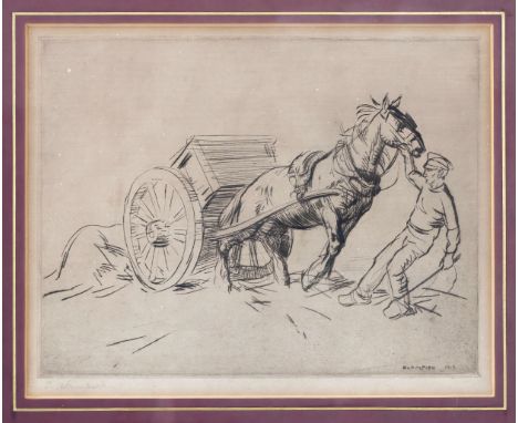 Edmund Blampied R.E. (Jersey, 1886-1966), "Work in the Fields", drypoint etching (plate bevelled), signed in pencil lower lef