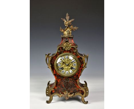 A 19th century boulle twin train mantel clock, the 'P. Japy et Cie' movement, no. '1271 4 6', striking the hours and half hou