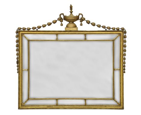 An Adam style neoclassical giltwood overmantel mirror, early 20th century, the rectangular plate with mirrored border and sho