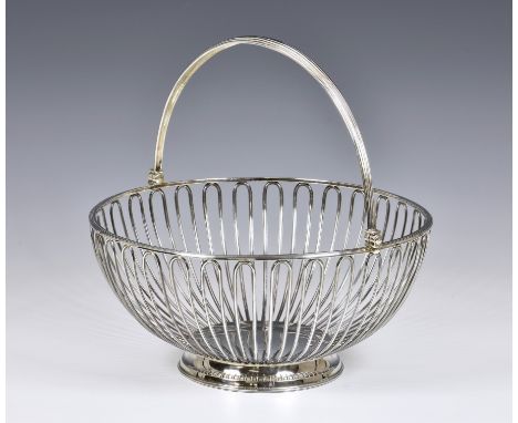 A George III silver swing handled cake basket, John Wakelin &amp; Robert Garrard, London, 1794, of elegant circular form with