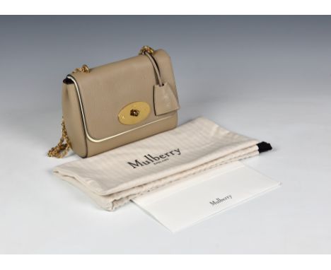 A Mulberry Lily Dune small Classic Grain shoulder bag, the front flap with postman's lock closure, woven leather and chain sh