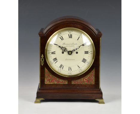 A late 19th century mahogany and brass mantle clock signed Barraud &amp; Lunds,, 41 Cornhill, London, the 8in. (20.3cm.) dial