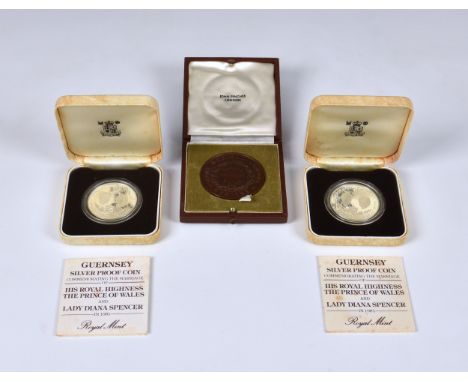 A bronze Army Medical School Hygiene 'Parkes Memorial Medal', cased, issued by John Pinches, London; together with two cased 