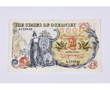 BRITISH BANKNOTE - The States of Guernsey - Ten Pounds, c.1975, Signatory C. H. Hodder, serial number A133848, fine/very fine