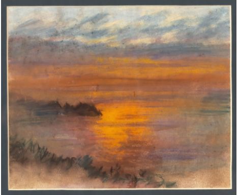 William John Caparne (British, 1855-1940), South coast sunsets, Guernsey two pastels, both unsigned 8½ x 11in. (21.6 x 27.9cm