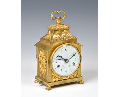 A Swiss ormolu grande-sonnerie pendule d'officier clock by Breguet &amp; Fils, c.1830, the case with fluted pilasters, applie