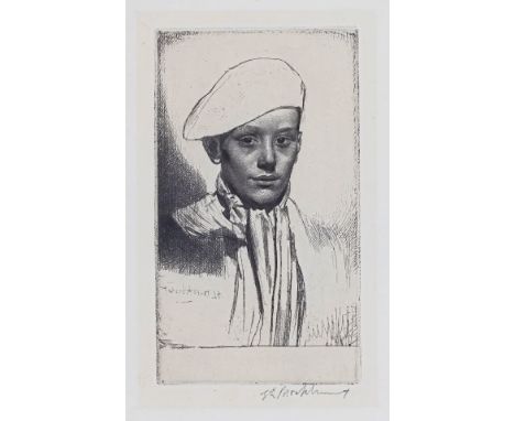 Gerald Leslie Brockhurst (British, 1890-1978), Cypriano (a Basque), etching on wove paper, signed in reverse in the plate and