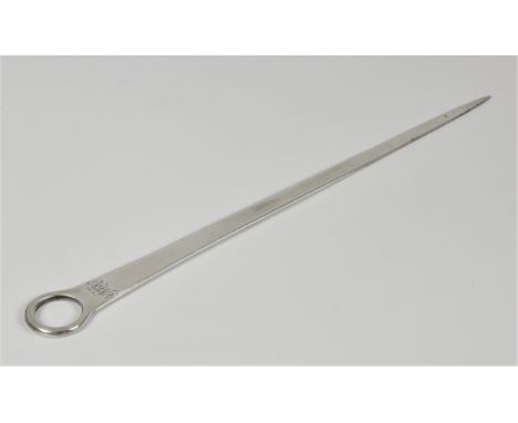 George III silver meat skewer, George Smith (II) &amp; Thomas Hayter, London, 1794, of typical form, inscribed with initials,