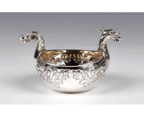 A Norwegian silver novelty sugar basin, Magnus Aase, Bergen, .830 grade, modelled as a circular Viking Longship with dragon's