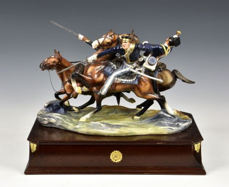 A Michael Sutty limited edition porcelain military group "The Charge of the Light Brigade", faults and restoration, complete 