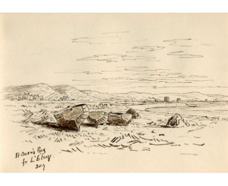 Alfred Percy Codd (British, 1857-1941), 'St. Ouen's Bay fr L'Etacq', Jersey; 'Dinan' double sided sketch in Prout brown pen a