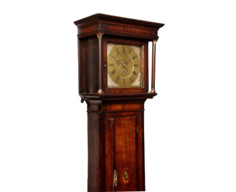 A late 18th century oak 30 hour longcase clock by W. Edmund of Madeley, the square brass Roman dial with arched date aperture