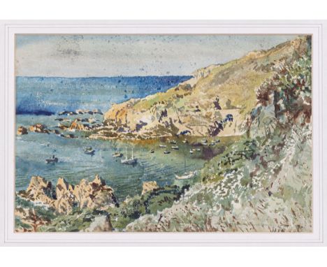 William John Caparne (British, 1855-1940), ‘Saints Boat Harbour’, Guernsey watercolour, signed with initials lower right 9 x 