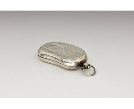 An Edwardian silver engine turned double sovereign holder, maker's mark 'HH', Birmingham 1909, of shaped bean form, with orna