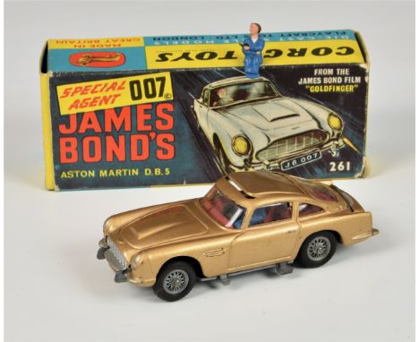 Boxed Corgi 261 James Bond 007 Aston Martin DB5 diecast model, with two ejector figures, no inner display or other accessorie