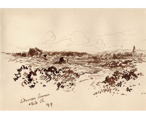 Alfred Percy Codd (British, 1857-1941), 'L'Ancresse Common &amp;  Vale Church'; 'L'Ancresse Bay' double sided sketch in Prout