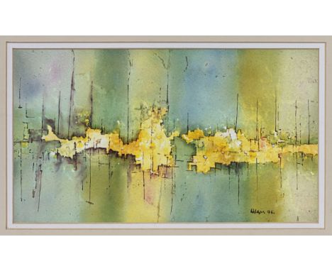 Larry Ham (British, 1934-2007), 'Abstract'. watercolour, signed and dated (19)96 lower right, inscribed to fragment of purcha