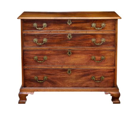 An early George III and later mahogany straight front bachelor's chest, the later moulded top with barber's pole edge banding