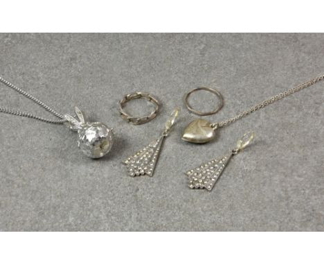 A vintage Uno white metal pendant watch, 1950s-60s, modelled as a pomegranate, set with paste stones, manual wind 17 jewel Sw