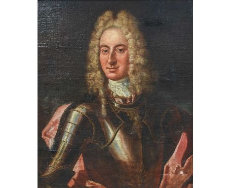 Manner of John Closterman (1660-1711)Portrait of a gentleman, head and shoulders, wearing an armoured breastplate and sleeves