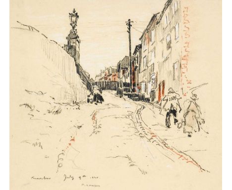 Frederick (Fred) Lawson (1888-1968)"Knaresborough"Signed, inscribed and dated July 9th 1920, mixed media, 23.5cm by 26cm